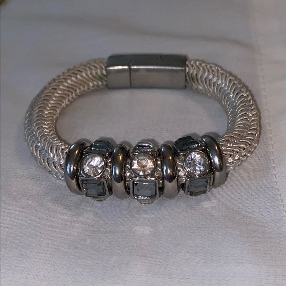 Jewel beaded silver bracelet